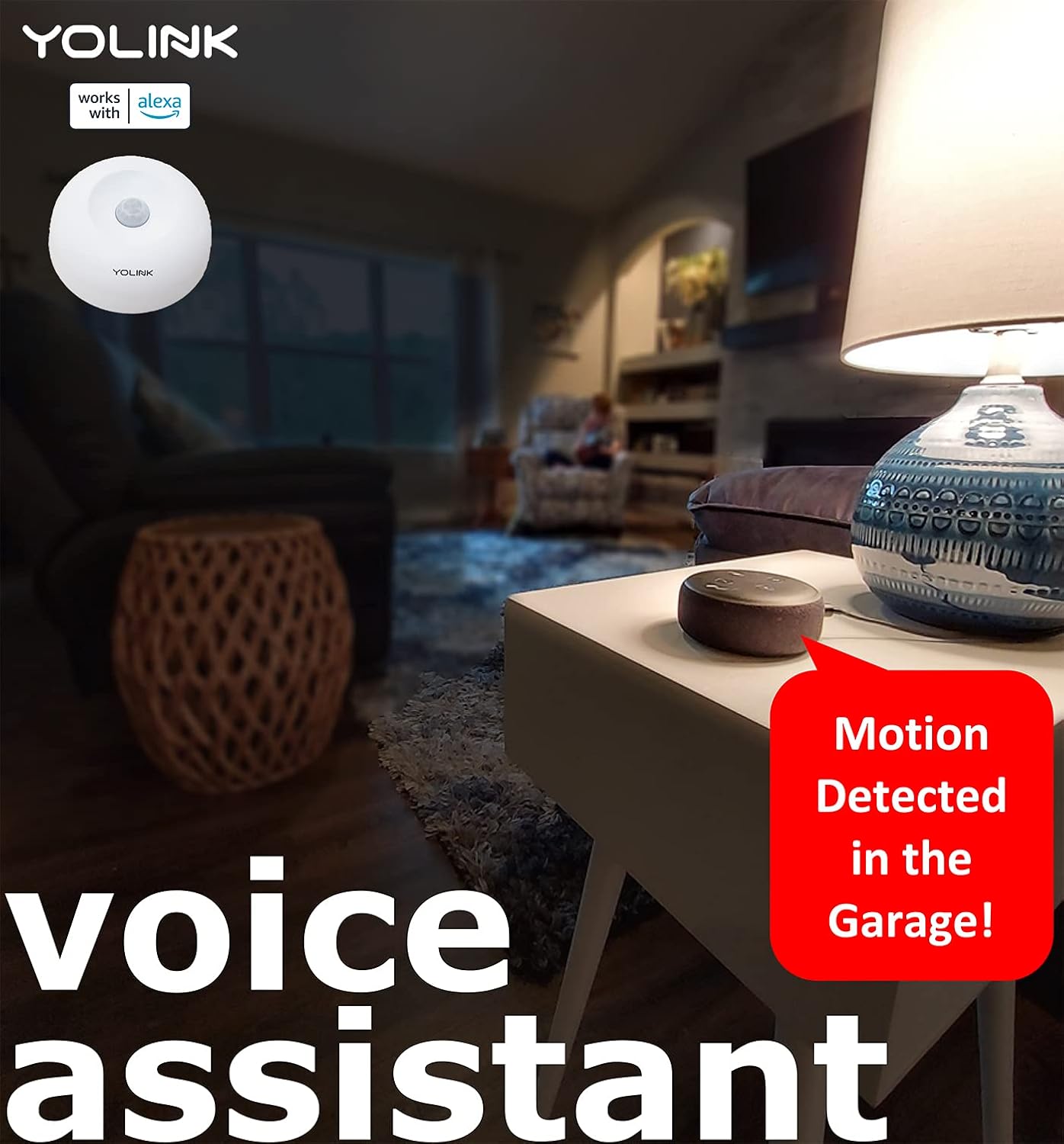 Smart Motion Sensors, YoLink 1/4 Mile World's Longest Range Wireless Indoor Motion Detector Compatible with Alexa IFTTT, Movement Detector App Alerts Remote Monitor, 2 Pack, YoLink Hub Included Pack of 2