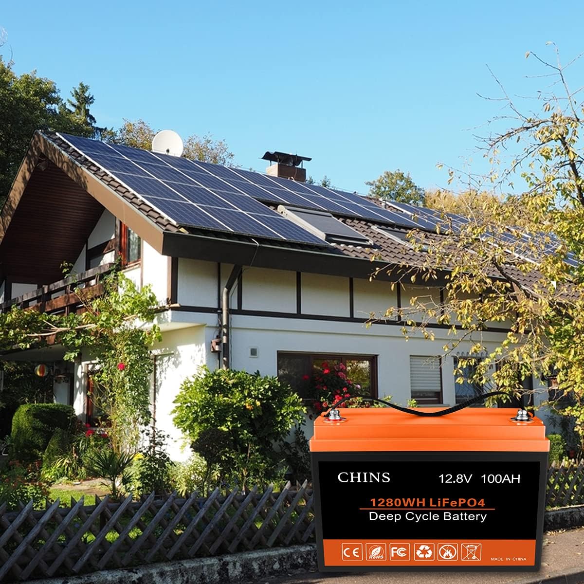 CHINS LiFePO4 Battery 24V 200Ah Lithium Battery - Built-in 200A BMS, 2000+ Cycles, Each battery Can Support 5120W Power Output, Perfect for RV, Home Storage and Off-Grid