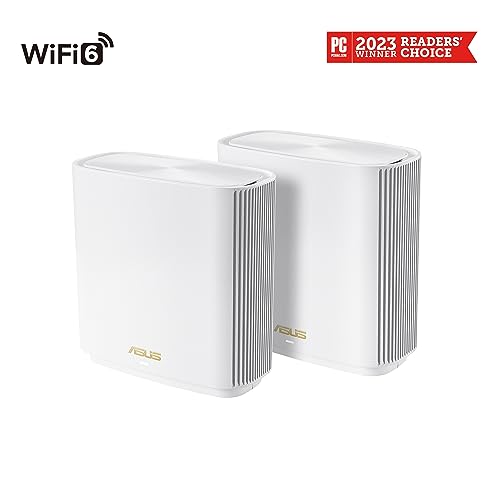 ASUS ZenWiFi AX6600 Tri-Band Mesh WiFi 6 System (XT8 2PK) - Whole Home Coverage up to 5500 sq.ft & 6+ rooms, AiMesh, Included Lifetime Internet Security, Easy Setup, 3 SSID, Parental Control, White