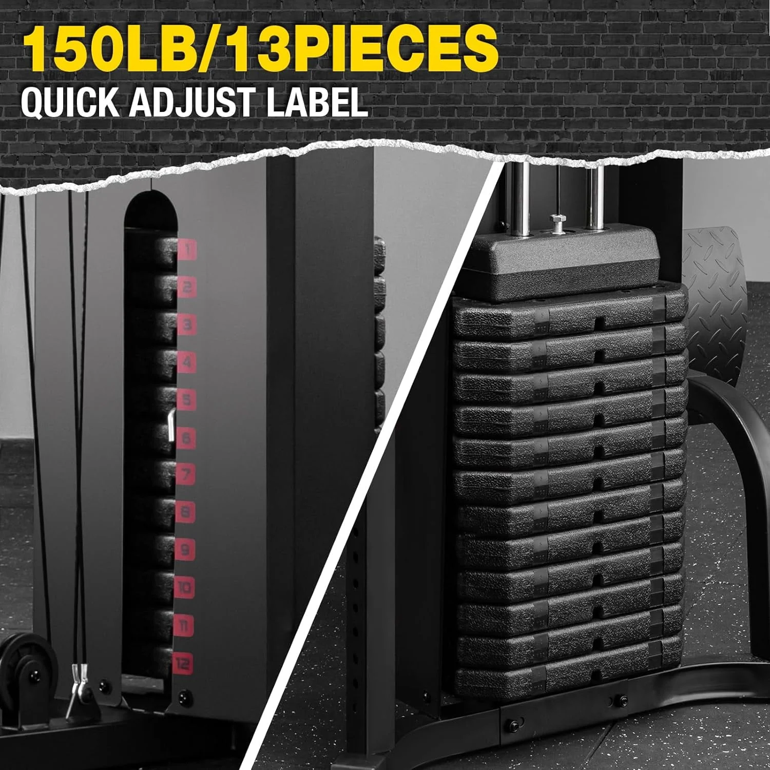 Syedee Home Gym Station, Workout Station with 150LBS Weight Stack, Home Gym Equipment for All Body Training.