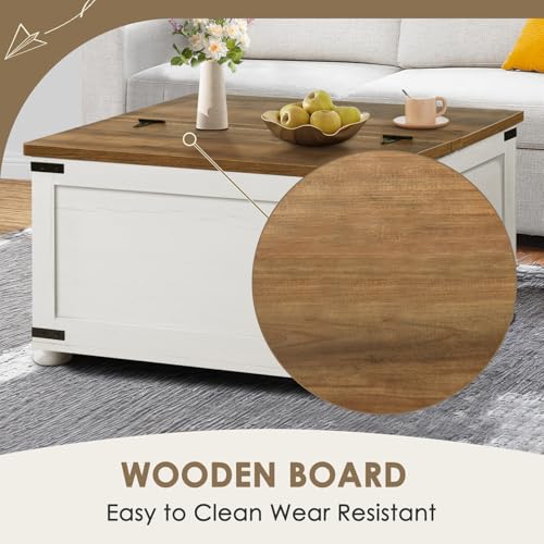 Farmhouse Coffee Table with Storage, Lift Top Coffee Table with Large Hidden Storage Space, Square Coffee Table with Hinged Lift Top, Center Table for Living Room, Farm, Black