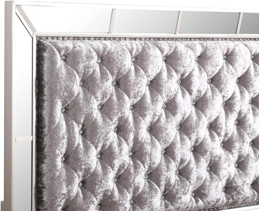 Indoor Home Decorative Modern Furniture Hollywood Hills Silver Champagne Queen Panel Beds