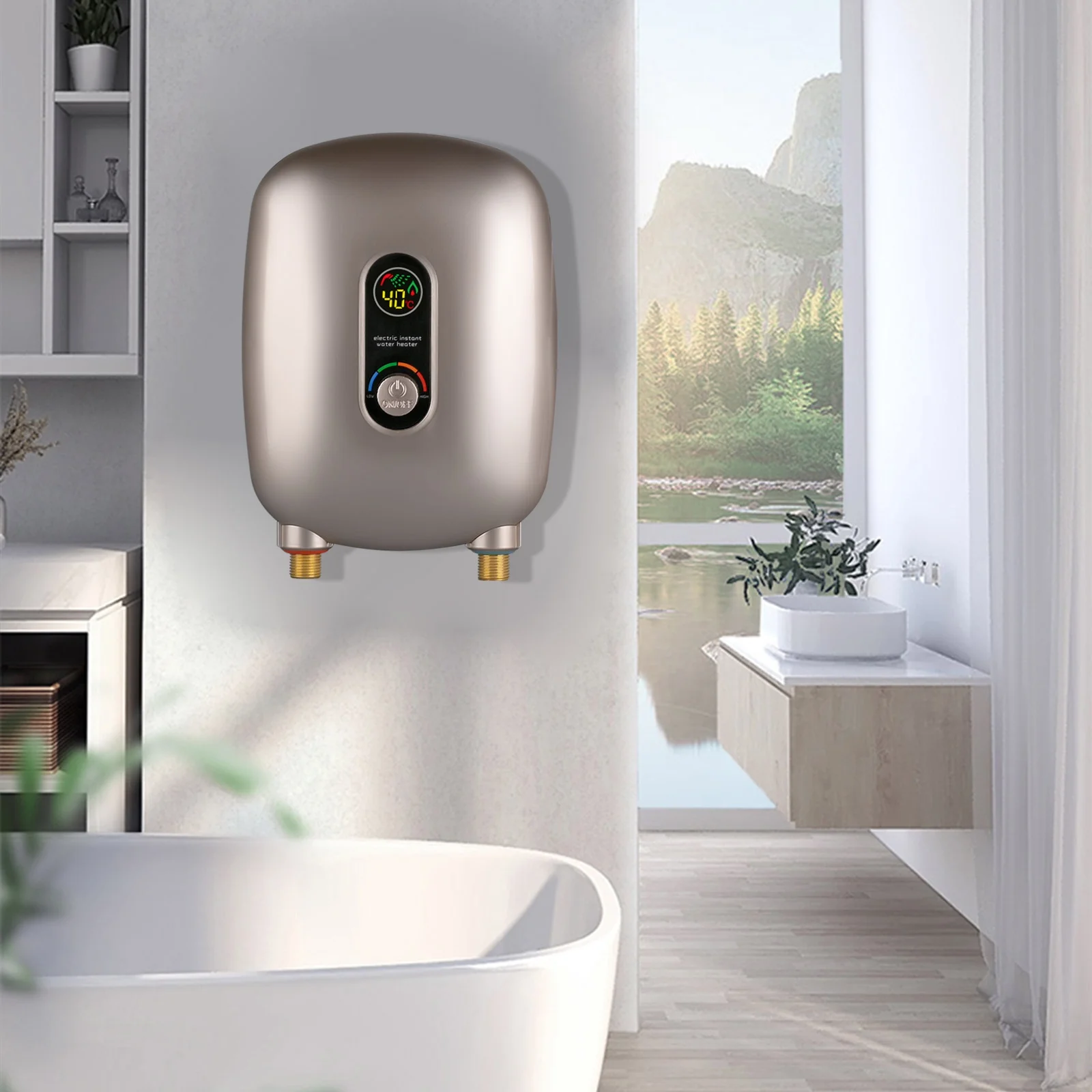Oukaning 6500W Electric Instant Kitchen Shower Hot Water Heater Tankless Water Heater 220V, Gold