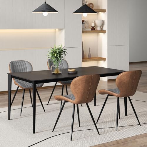 Giantex Upholstered Dining Chairs Set of 2, Modern Accent Chairs w/Curved Backrest, U-shaped Seat & Non-slip Foot Pad, Armless Leisure Chairs, 330 LBS Load, Kitchen Chair for Living Dining Room