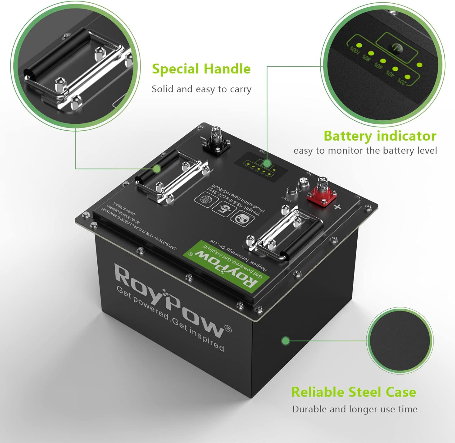 12V Lithium Battery 30Ah, RoyPow Deep Cycle LiFePO4 for RV, Solar Marine and Off-grid Applications