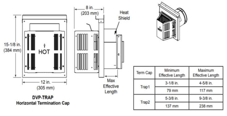 Majestic DVP-TRAP2 Horizontal Termination Cap with Long Flue
