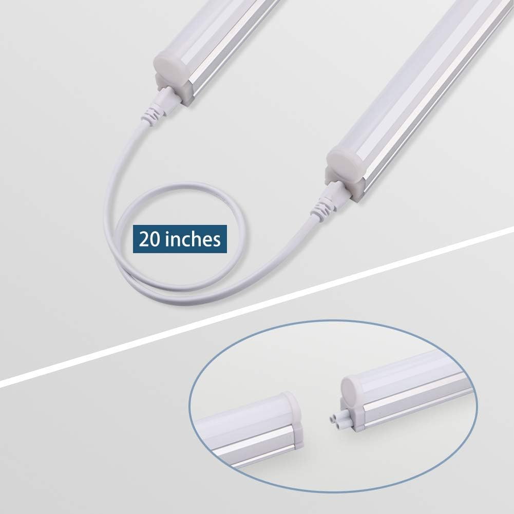 (Pack of 6) Barrina LED T5 Integrated Single Fixture, 4FT, 2200lm, 6500K (Super Bright White), 20W, Utility Shop Light, Ceiling and Under Cabinet Light, Corded Electric with Built-in ON/Off Switch Pack of 2