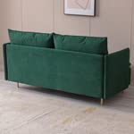 Mid-Century 2-Seat Loveseat Couch, Love Seats Furniture Cotton Linen Fabric and Gold Metal Legs, Small Sofa for Living Room, Bedroom, Apartment Small Spaces, 63 inch Green