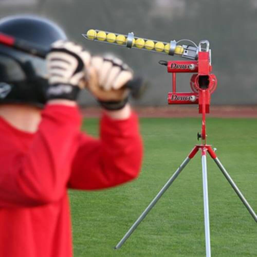 HEATER SPORTS Deuce 75 MPH Two Wheel Baseball Pitching Machine for Kids, Teens, Adults, and Teams, Uses Pitching Machine Baseballs & Real Baseballs, Includes Automatic Ballfeeder