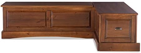 Linon Montery 3 Piece Backless Patio Conversation Indoor Kitchen Breakfast Corner Nook Set with Hidden Storage, Walnut Brown Finish