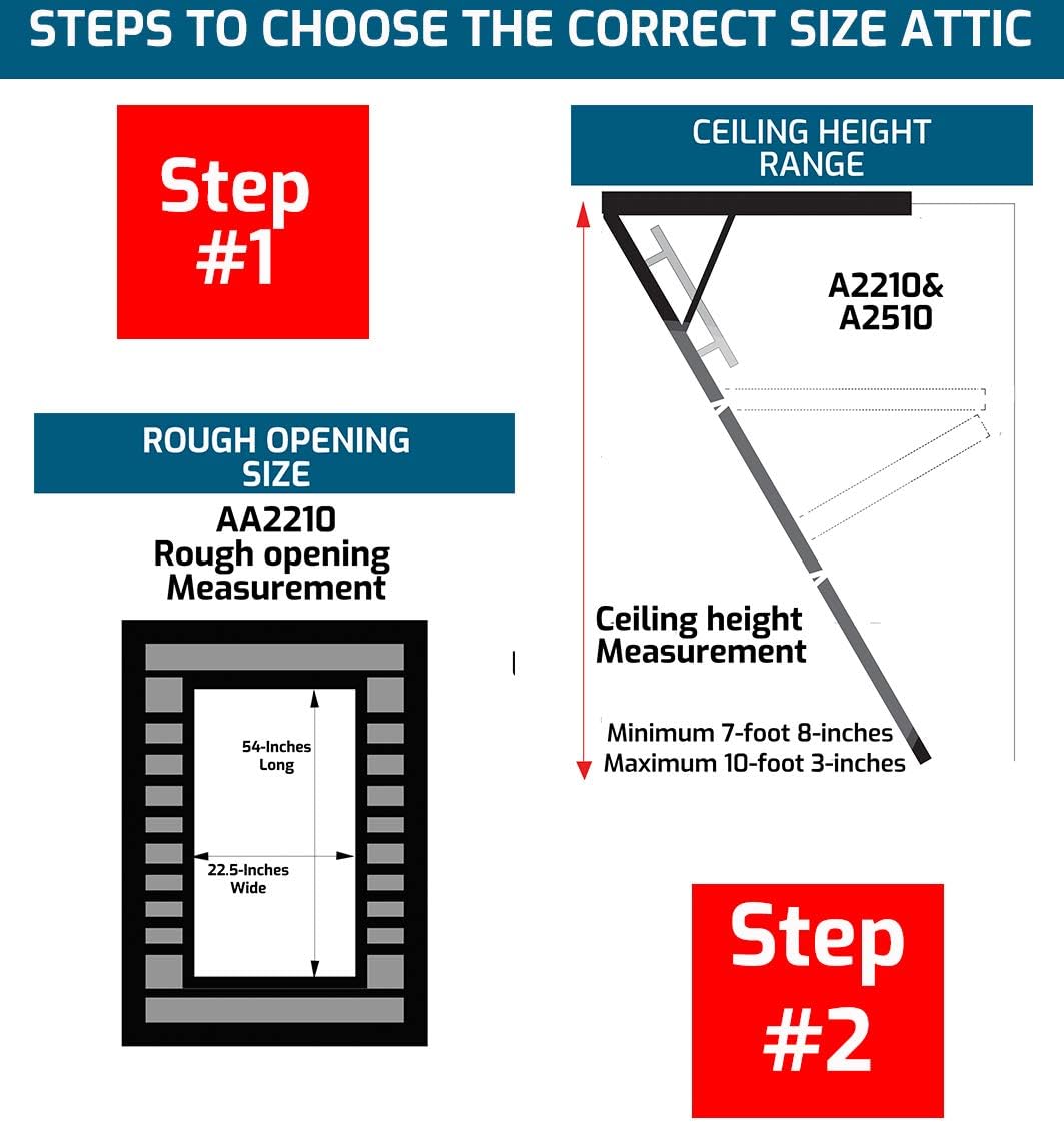 Louisville Ladder AA2210 Elite Aluminum Attic Ladder, 375 Pound Load Capacity, 22-1/2 x 54"
