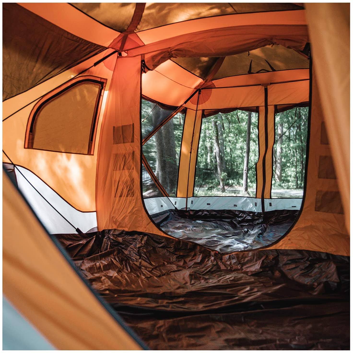 Gazelle T4 Plus 8 Person Portable Pop Up Camping Hub Tent w/Screen Room, Orange