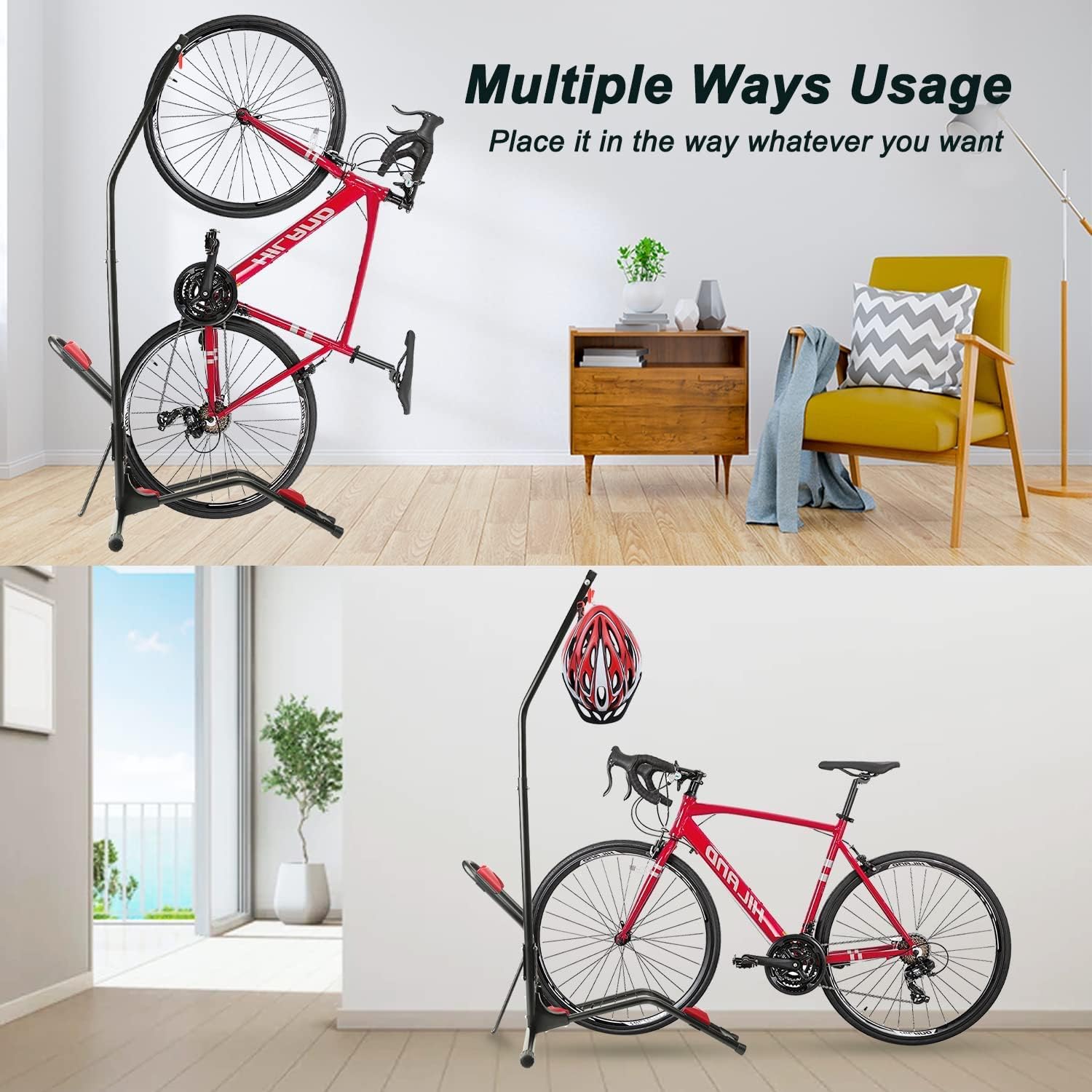 SLFJOSN Vertical Bike Rack Stand, Fits Most 20''-27.5'' Mountain Bike Freestanding 700C Road Bike Stand Floor for Indoor Bike Storage Garage Space Saver Pack of 2