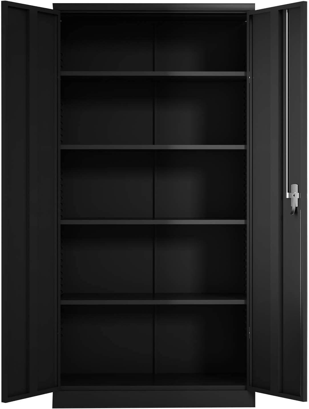 AOBABO Metal Storage Cabinet, 72 Inches Locking Steel Storage Cabinet for Office and Home, Tall Black Storage Cabinet with 4 Adjustable Shelves, Assembly Required