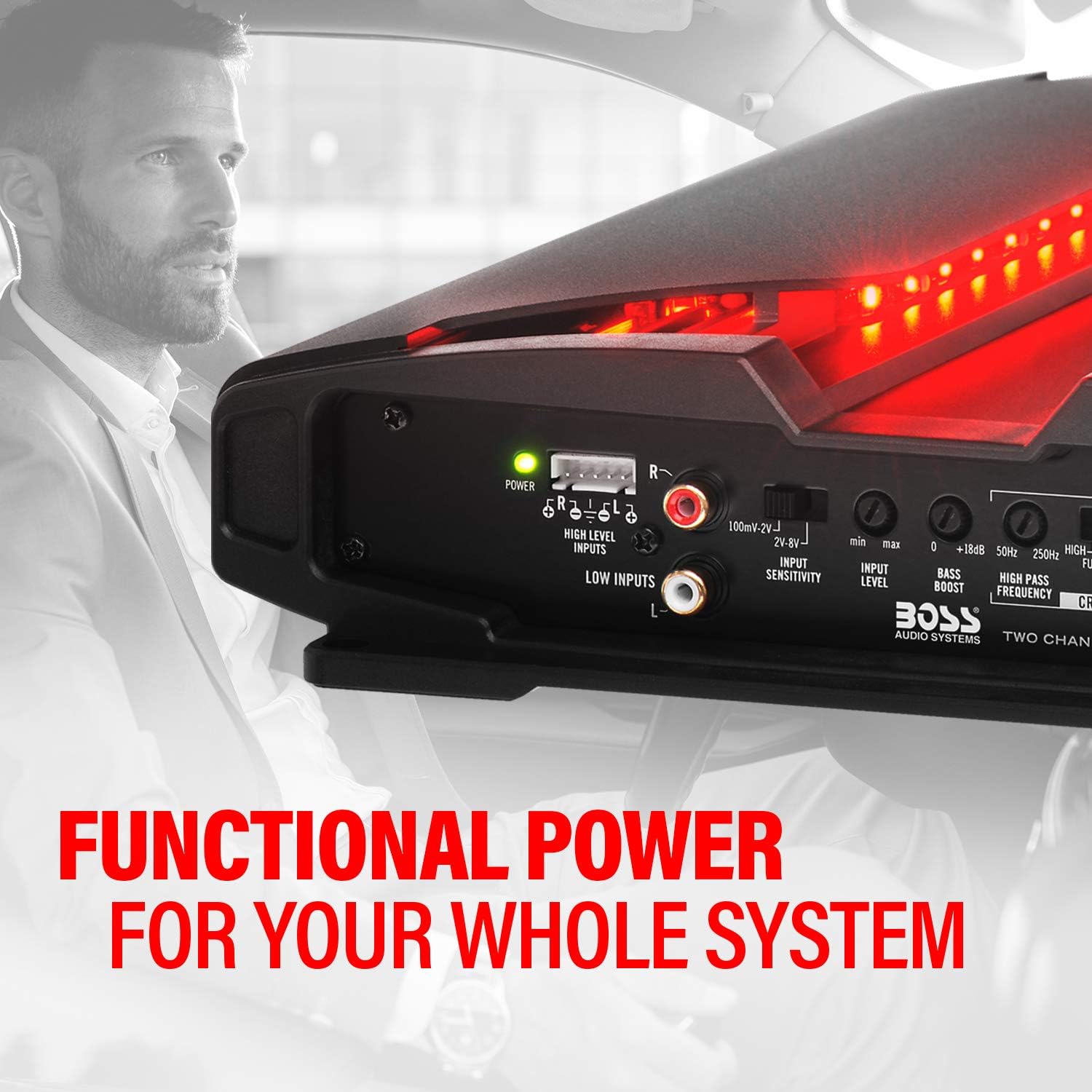 BOSS Audio Systems PT1600 2 Channel Car Amplifier – Phantom Series, 1600 Watts, Full Range, Class A/B, 2-8 Ohm Stable, Mosfet Power Supply, Bridgeable
