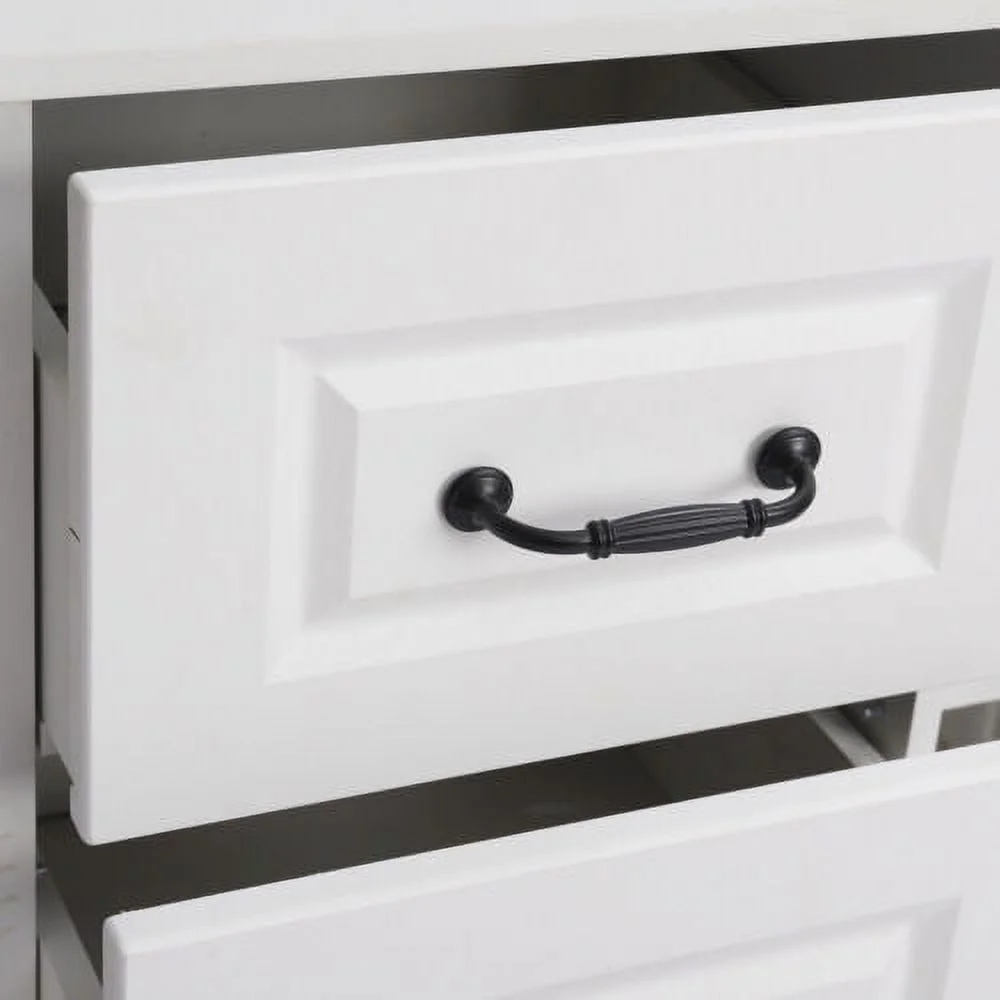White Kitchen Storage Cabinet Wooden 3 Drawers 2 Door Cupboard Free Standing