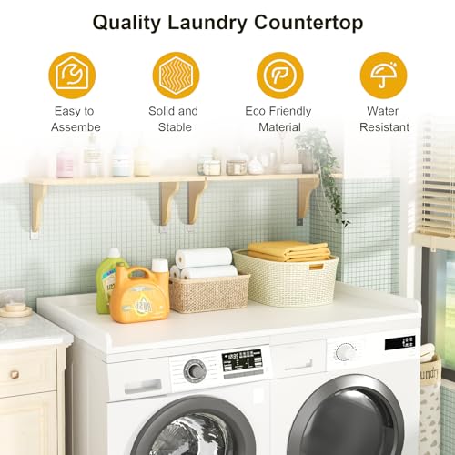 Ulif Over Washer and Dryer Countertop, Melamine Frosted Surface for Laundry Room Storage and Organization, 27.5" W x 54" L x 2.6" H
