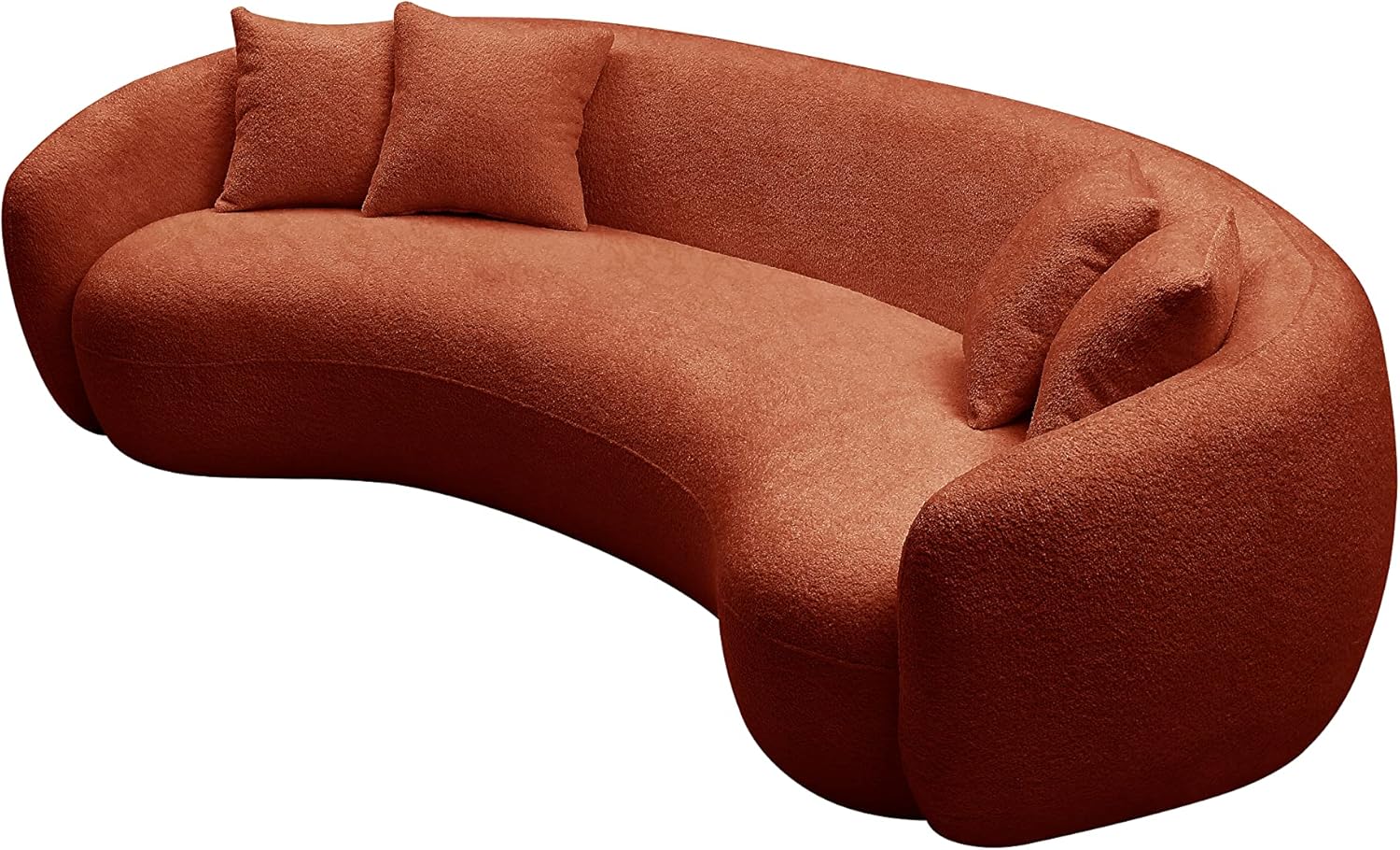102'' 5 Seater Boucle Sofa Modern Sectional Half Moon Leisure Couch Curved Sofa Teddy Fleece Orange