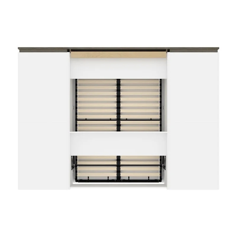 Atlin Designs 118" Modern Wood Full Murphy Bed with 2 Bookcases in White