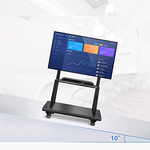 TV Floor Mount Height Adjustable TV Stand with Adjustable Shelf and Carry Brake Universal Wheels 55/65/75 Inch Universal TV 200 Lbs in Total Integrated Cable Management (H)