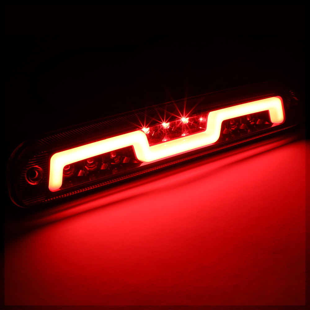 NUVISION For 1993-2016 Ford Ranger F250 F350 F450 Rear LED 3rd Third Brake Light Tail Stop Lamp Black Housing Smoked Lens 12 13 14 15