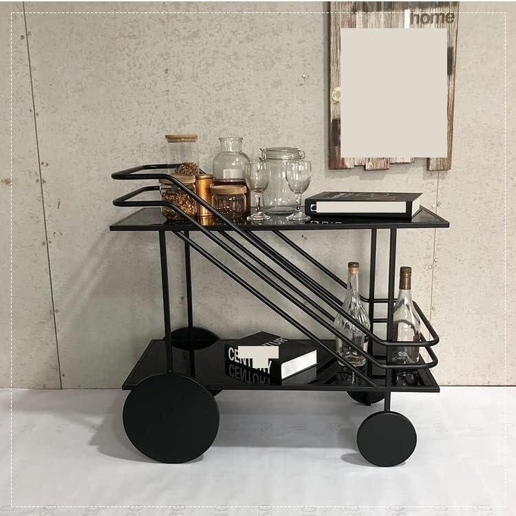 Trolley On Wheels Kitchen Storage Trolley Iron Dining Car Office Tea Cart Showroom Wine Station Home Dining Glass Shelf Aesthetic Room Decor