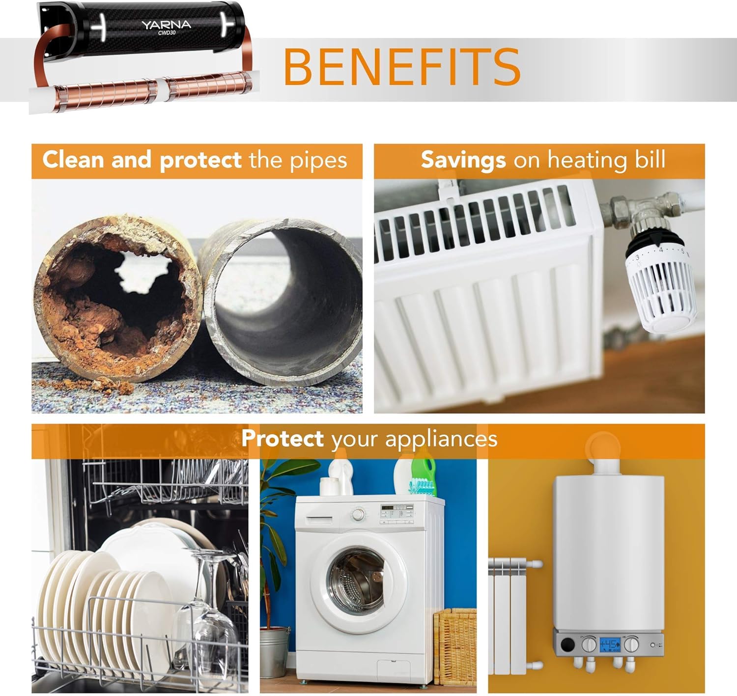 Capacitive Electronic Water Descaler System - Alternative Water Softener Salt Free for Whole House, Reduces the effects of Limescale [Max 2 Pipe]