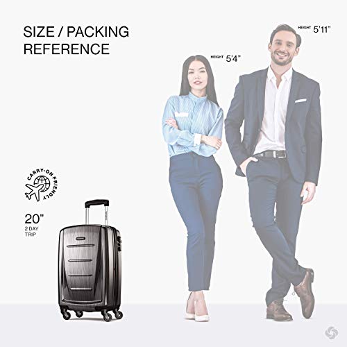 Samsonite Winfield 2 Hardside Expandable Luggage with Spinner Wheels, Brushed Anthracite, Checked-Large 28-Inch