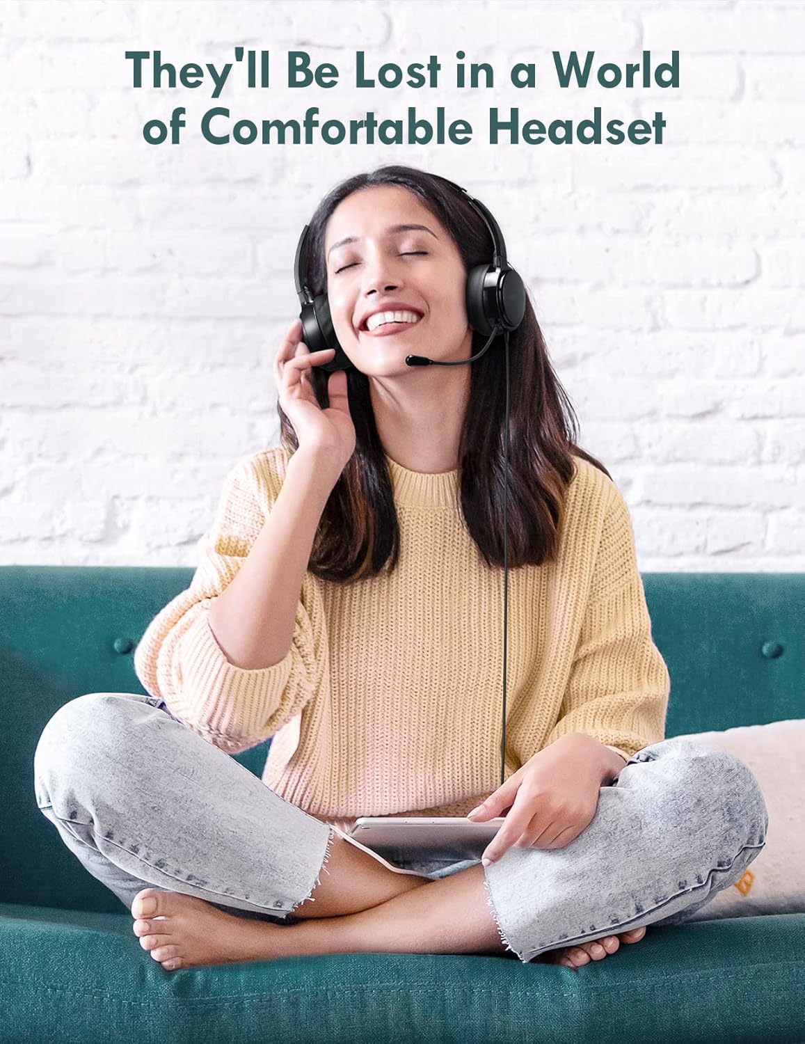 USB Headset with Microphone, 3.5mm Computer Headset with Noise Canceling&Volume Control, USB Headphones for PC, Lightweight Business Headset with Easy Mute for Zoom VoIP Skype Conference Home Office Pack of 2