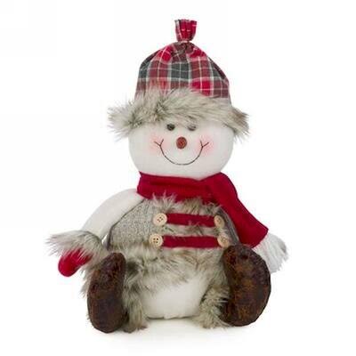 Snowman Figure with A Plaid Hat Christmas Decor The Holiday Aisle