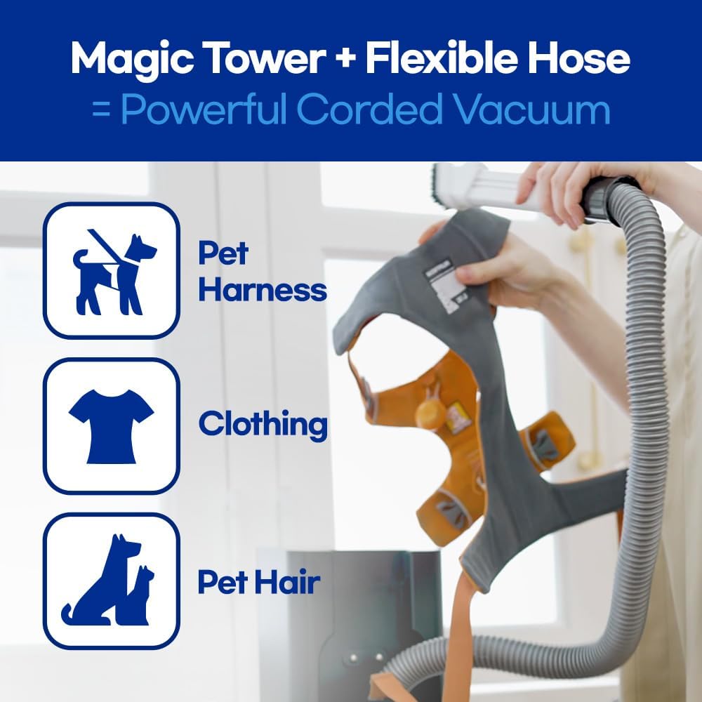 CX PRO Magic Tower - Cordless Vacuum Cleaner, Self Empty All in One Dust Tower, Auto Battery Charge, Powerful Stick Vacuum Cleaner for Home, Carpet, Hardwood Floor, Pet Hair