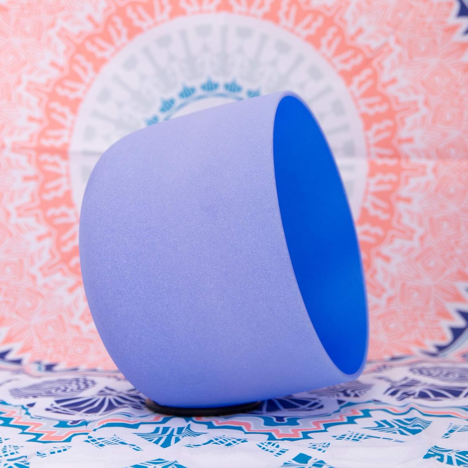432Hz Perfect Pitch G Note Throat Chakra Blue Colored Frosted Quartz Crystal Singing Bowl 10 inch with Heavy Duty Case Bag mallet & o-ring included