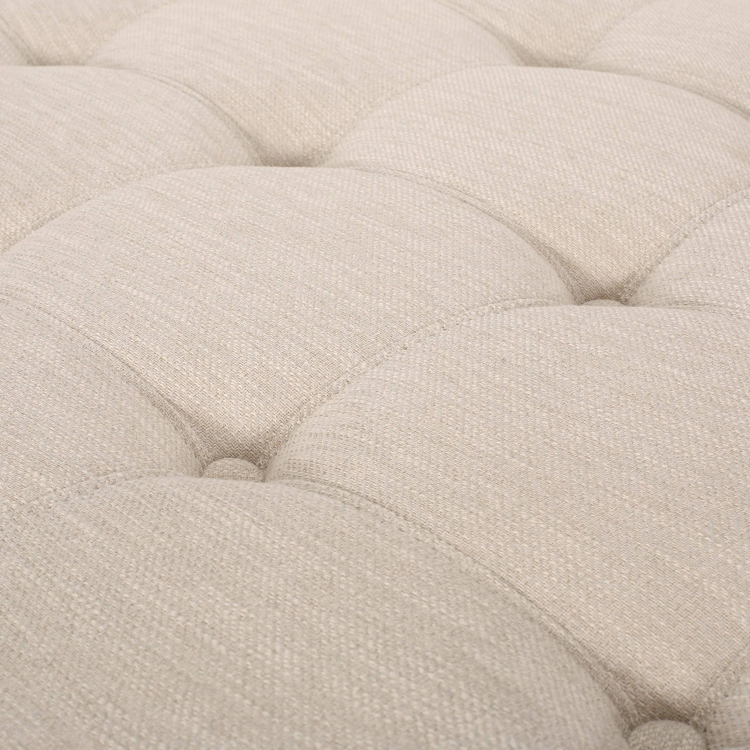 Christopher Knight Home Francis Contemporary Fabric Round Ottoman, Charcoal and Gray