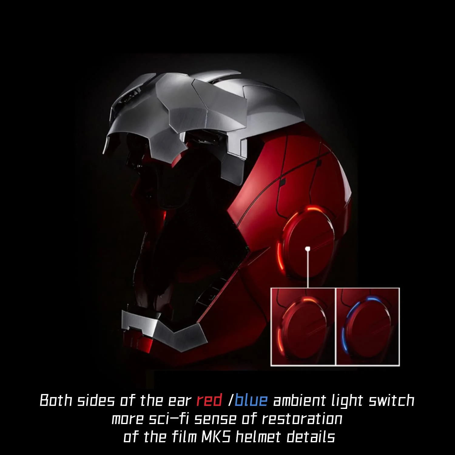 Farontor Iron Man Helmet Electronic Mark 5 Helmet Wearable Iron-man Mask with Sounds & LED Eyes 1:1 Model