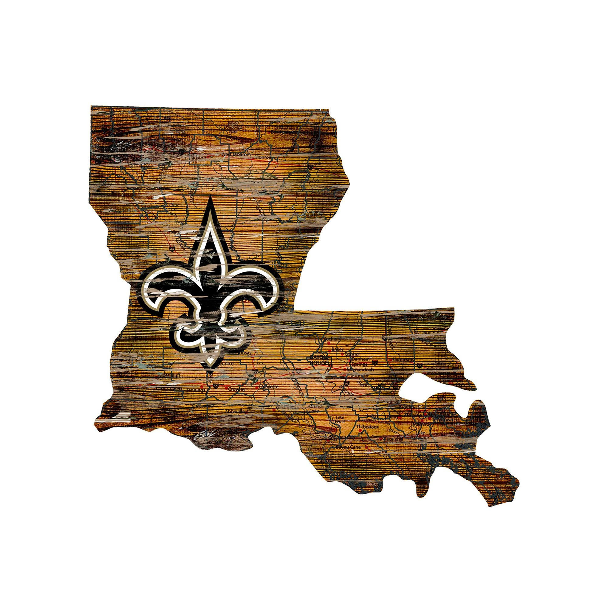 New Orleans Saints Distressed State with Logo Sign
