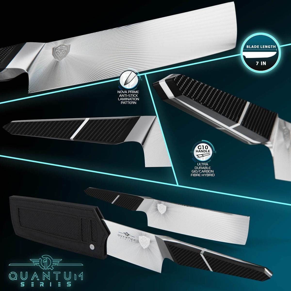 DALSTRONG Slicing & Carving Knife - 12 - Quantum 1 Series - Ultra-Sharp - American Forged BD1N-VX Hyper Steel - Carbon Fibre G10 Hybrid Handle - Leather Sheath