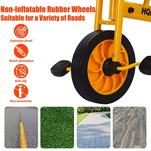 Kids Tricycle for Riders Ages 3+,Preschool Daycare Playground Kids Tricycle with Passenger Seat,Big Kids Tandem Trike with Inflation-Free Rubber Wheels,Kids Outdoor Play Equipment