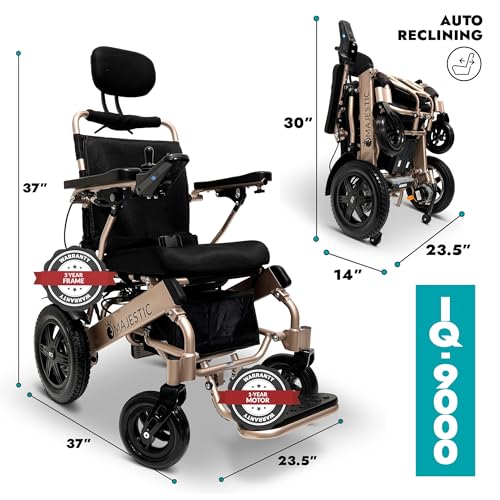 Majestic IQ-9000 Auto Recline Electric Wheelchairs for Adults,Foldable Lightweight Electric Wheelchair,Light Weight Wheelchairs for Seniors