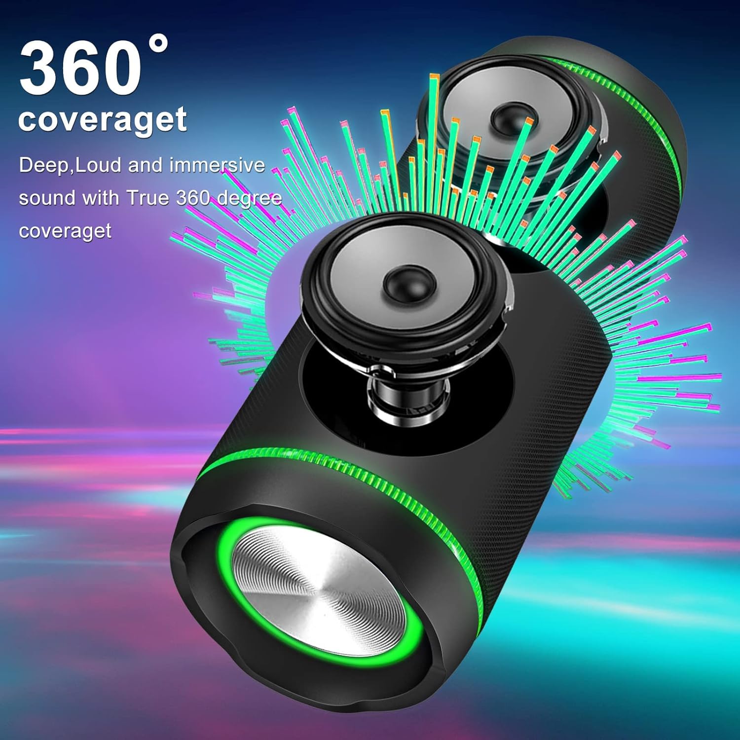 EDUPLINK Portable Bluetooth Speaker 40 Watt Bocina Bluetooth Switch Between Bluetooth Pairing and Aux-in Mode by Call Button USB Charge Out - Black