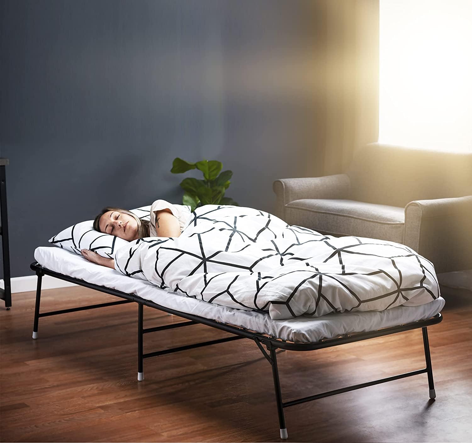 LiteBed Folding Bed with Memory Foam Folding Mattress - Portable Fold Up Bed with Carry Bag - Luxurious Foldable Bed with Frame - Foldaway Guest Bed - Cot Bed for Adults & Kids - No Assembly Required