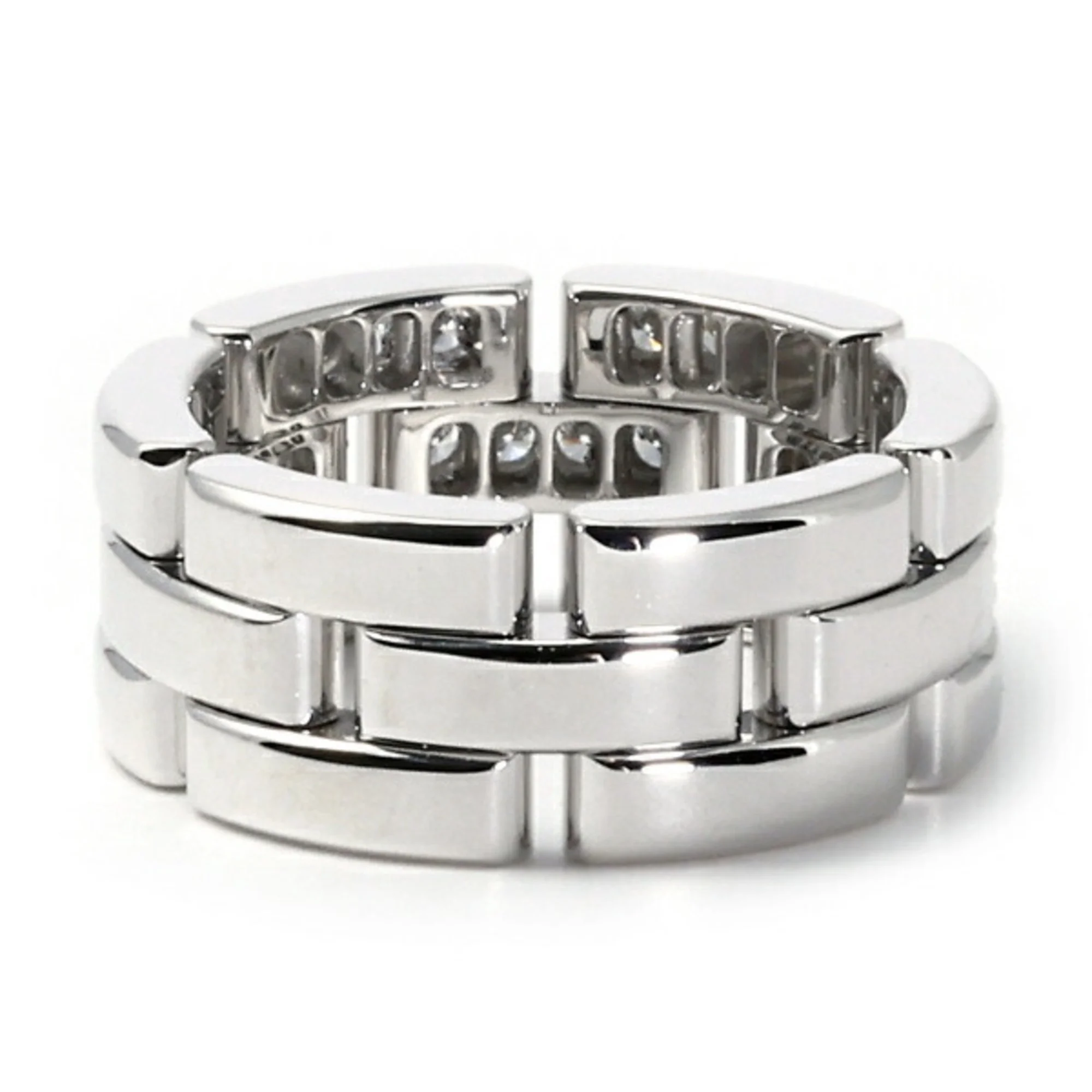 Pre-Owned Cartier Maillon Panthère 3-row K18WG White Gold Ring (Good)