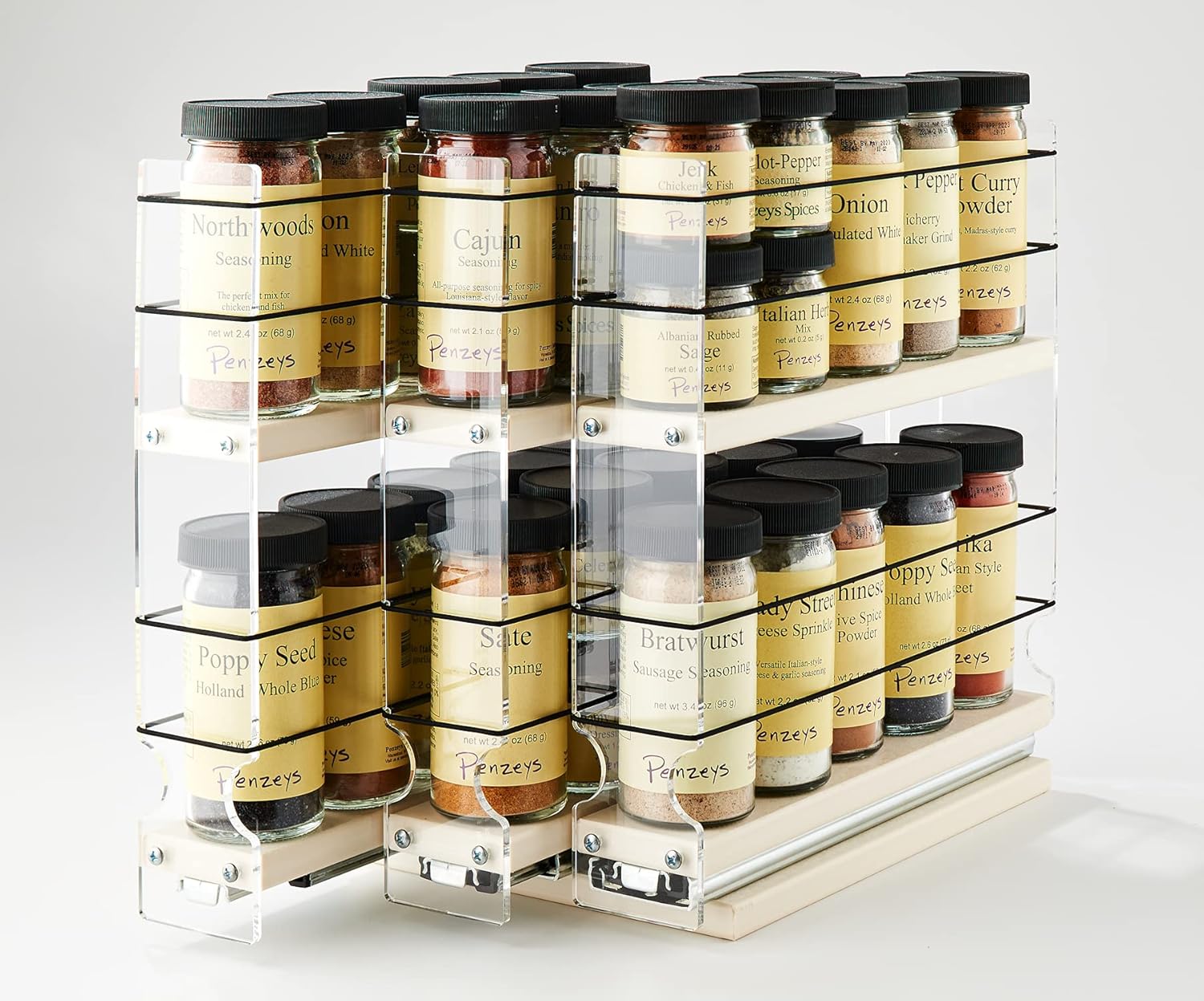 Vertical Spice - 222x2x11 DC - Spice Rack - Cabinet Mounted- 3 Drawers - 30 Capacity - Best In Class - Size: 6.9 Width x 10.75 Height x 10.6 Depth - Made In USA