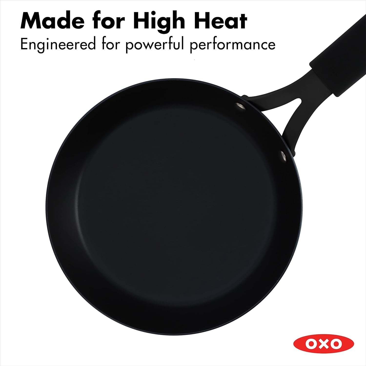 OXO Obsidian Pre-Seasoned Carbon Steel Induction Safe 12 Outdoor Frying Pan/Skillet with Silicone Sleeve, Black