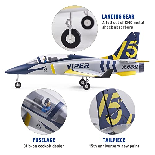 Fms Rc Jets 70mm Viper V2 EDF Navy Blue rc Airplanes for Adults for Trainer for Beginners 6 CH Remote Control Planes PNP (NO Control Battery Charger)