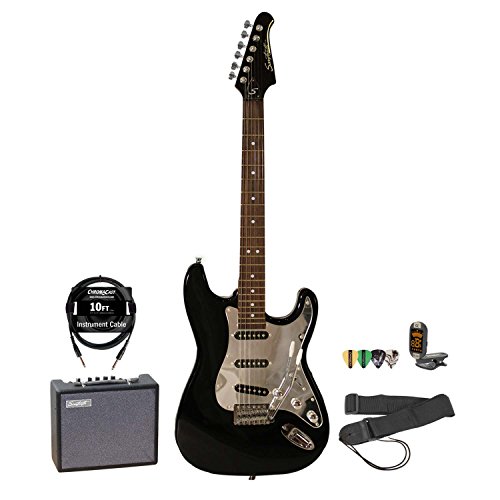 Sawtooth Electric Guitar, Black/Chrome (ST-ES-BKC-KIT-5)