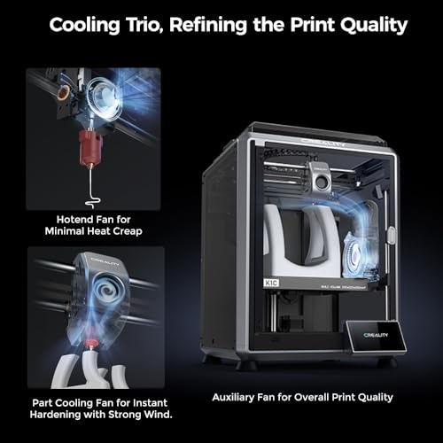 Creality K1C 3D Printer, 2024 New Version 3D Printers with 600mm/s Fast Printing Speed, Support Carbon Fiber Filament 300℃ High-Temp Print, Auto Leveling and Clog-Free Direct Extruder
