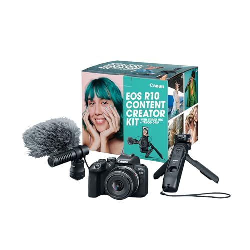 Canon EOS R10 Mirrorless Camera RF-S18-45mm F4.5-6.3 is STM Lens Kit, Hybrid Camera, 24.2 Megapixel CMOS (APS-C) Sensor, 4K Video, Vlogging Camera for Content Creators, Black