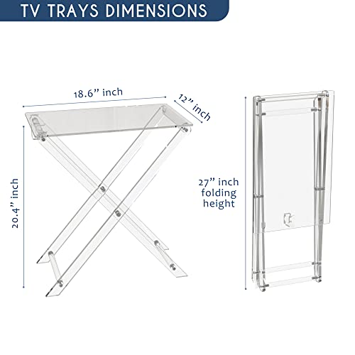 TV Tray with 2 Removable Trays Acrylic Folding Tray Table Two Tier Serving Tray Top Foldable Nightstand for Bedroom Kitchen Acrylic Modern Furniture Space Saving Side Table Serving Food Trays