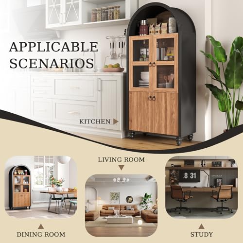 HollyHOME 72" Kitchen Pantry Cabinet, Storage Cabinet with 4 Doors and 1 Drawer, Freestanding Cupboard with Adjustable Shelves and 6 Door Shelves for Kitchen, Dining Room, Living Room, White