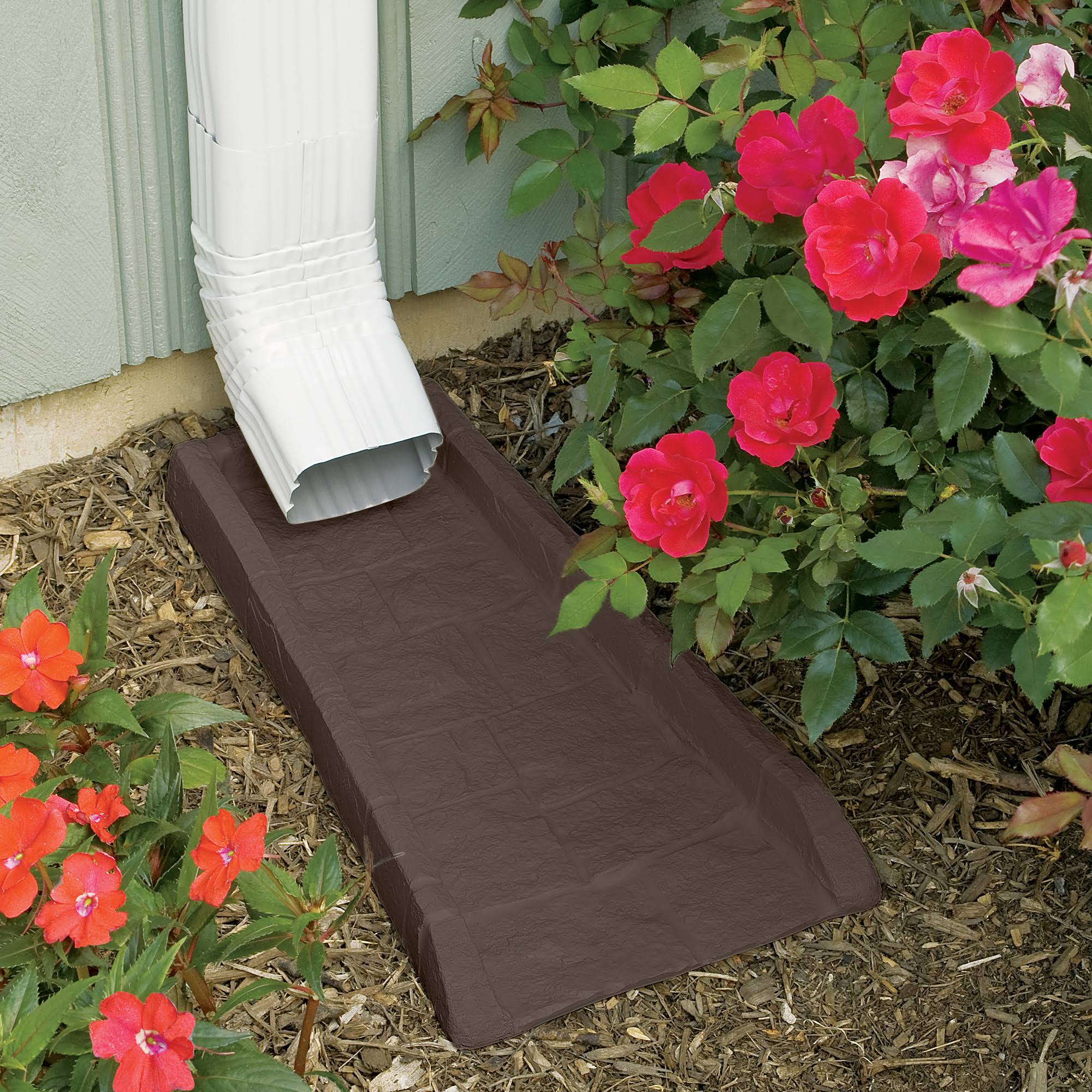Suncast Outdoor Decorative Rain Gutter Downspout Splash BLOCK, Java (6 Pack)